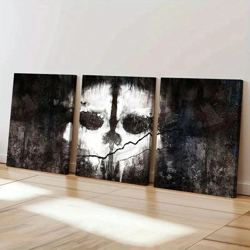 3pcs Game Character Art GHOST Symbol Wall Art Set Canvas Framed 40x60cm - High Quality Print 100% Australian Made Wall Canvas Ready to Hang