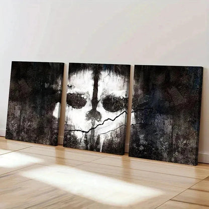 3pcs Game Character Art GHOST Symbol Wall Art Set Canvas Framed 40x60cm - High Quality Print 100% Australian Made Wall Canvas Ready to Hang