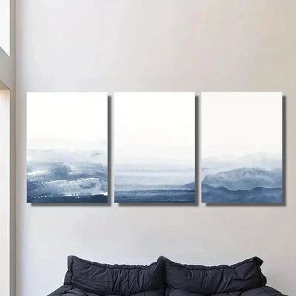 3pcs Navy Blue Gradient Abstract Wall Art Canvas Unframed - High Quality Print 100% Australian Made Wall Canvas