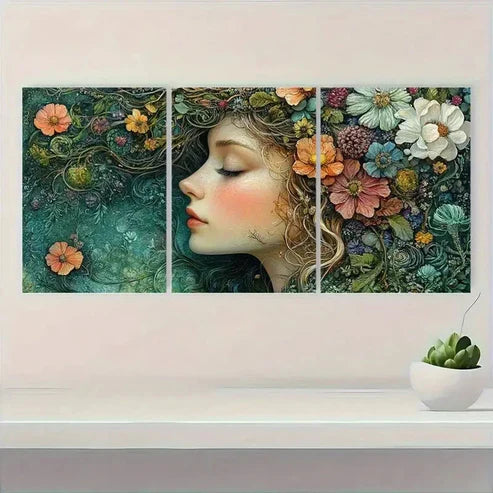 3pcs Vibrant Flowers & Greenery Design X Wall Art Set Canvas Unframed - High Quality Print 100% Australian Made Wall Canvas - Bella Home Decor