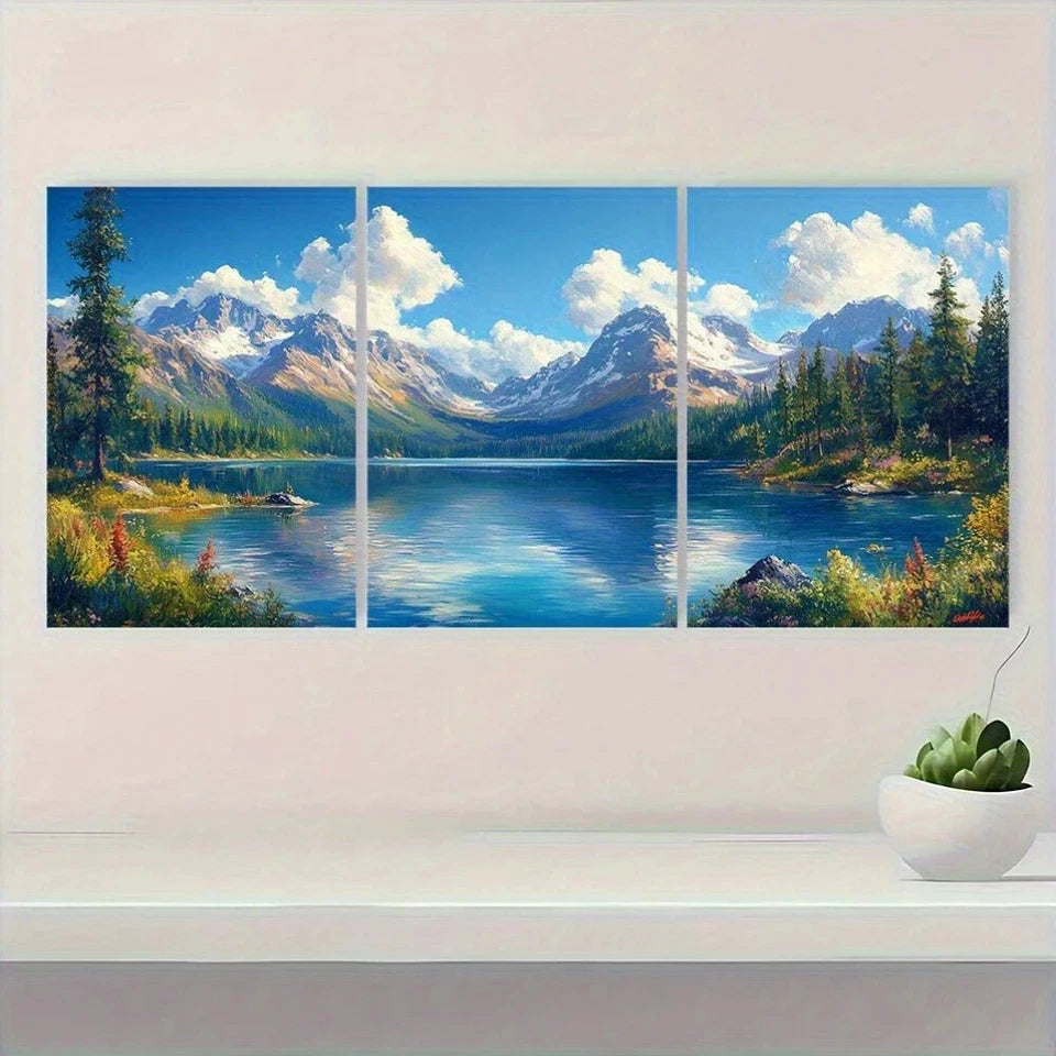 3pcs Serene Mountain & Forest Scenery Metal Print Ready to Hang Art