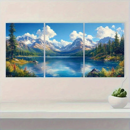 3pcs Serene Mountain & Forest Scenery Metal Print Ready to Hang Art