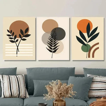3pcs Modern Abstract Botanical Minimalist Plant Wall Art Set Canvas Unframed - High Quality Print 100% Australian Made Wall Canvas
