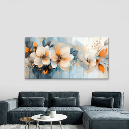 Abstract Floral Modern Beige Wall Art Canvas Office Home Room Framed 120x60cm