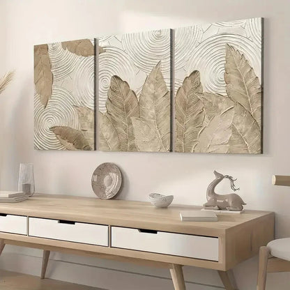 3pcs Abstract Plant Leaves Simple Perfect Wall Art Set Canvas Framed 40x60cm - High Quality Print 100% Australian Made Wall Canvas Ready to Hang