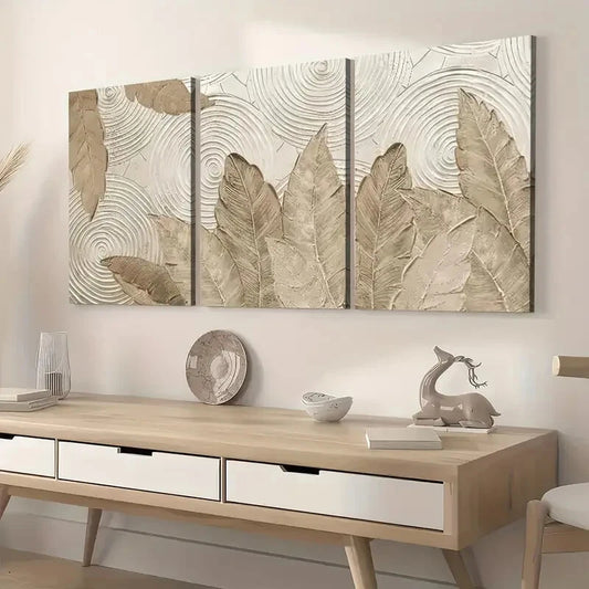 3pcs Abstract Plant Leaves Simple Perfect Wall Art Set Canvas Framed 40x60cm - High Quality Print 100% Australian Made Wall Canvas Ready to Hang
