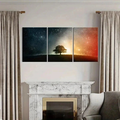 3pcs Trees Under The Stars Night View Wall Art Set Canvas Framed 40x60cm - High Quality Print 100% Australian Made Wall Canvas Ready to Hang