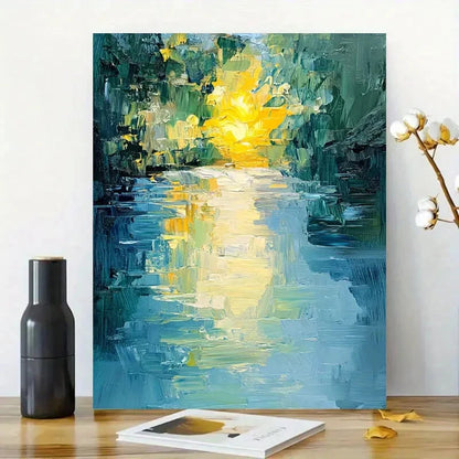 Water Reflections And Sunlight, Blue Shades 40x60cm Metal Print Ready to Hang