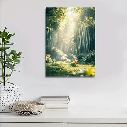 Serene Nature Painting Sunlight Filtering Painting 40x60cm Metal Print Ready to Hang