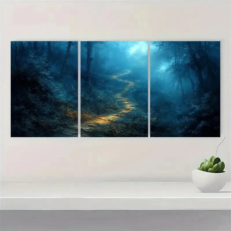 3pcs Enchanted Forest Pathway Metal Print Ready to Hang Art
