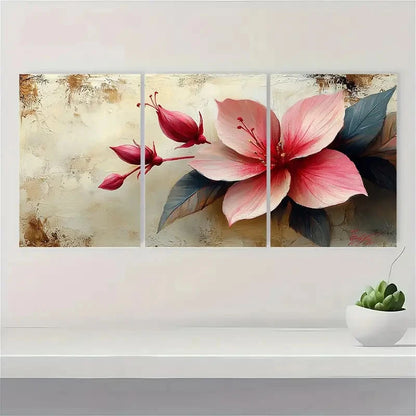 3pcs Fuchsia Flower Beige Fuchsia Perfect Wall Art Set Canvas Framed 40x60cm - High Quality Print 100% Australian Made Wall Canvas Ready to Hang