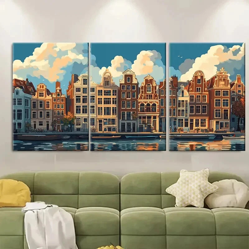 3pcs Netherlands European Adventure Metal Print Ready to Hang Art