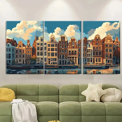 3pcs Netherlands European Adventure Metal Print Ready to Hang Art