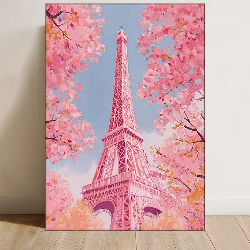 Share Pink Pastel Parisian Eiffel Tower 60x90cm Metal Print Ready to Hang
