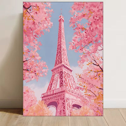 Share Pink Pastel Parisian Eiffel Tower 60x90cm Metal Print Ready to Hang