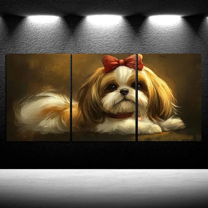 3pcs A Cutest Dog Wearing a Bow Tie Metal Print Ready to Hang Art