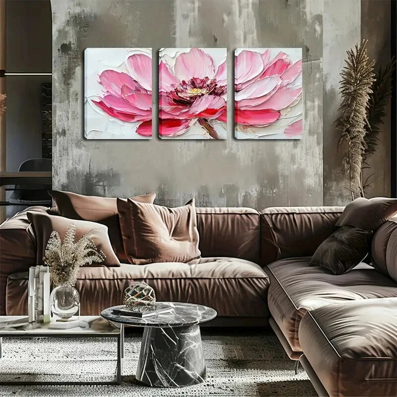 3pcs Elegant Pink Peony Modern Décor Perfect Wall Art Set Canvas Framed 40x60cm - High Quality Print 100% Australian Made Wall Canvas Ready to Hang