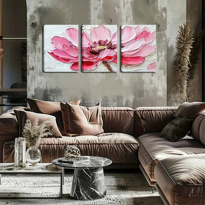 3pcs Elegant Pink Peony Modern Décor Perfect Wall Art Set Canvas Framed 40x60cm - High Quality Print 100% Australian Made Wall Canvas Ready to Hang