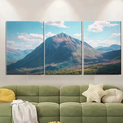 3pcs Mountain Landscape Scottish Highlands Metal Print Ready to Hang Art