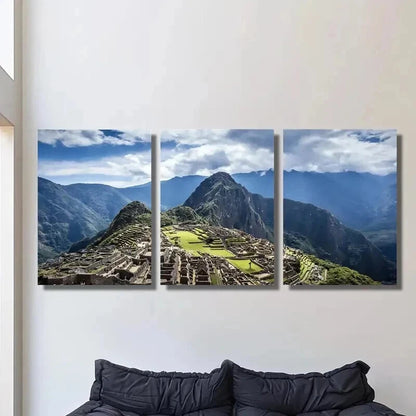 3pcs Historic Sanctuary of Machu Picchu Wall Art Set Canvas Framed 40x60cm - High Quality Print 100% Australian Made Wall Canvas Ready to Hang
