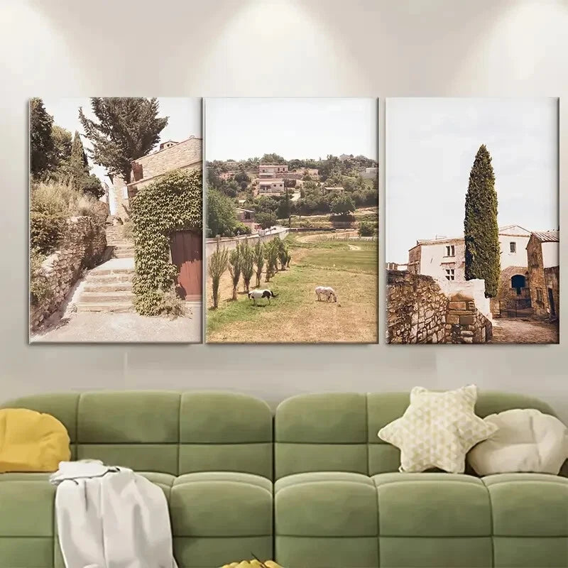 3pcs France City France Floral Gallery Farmhouse Metal Print Ready to Hang Art