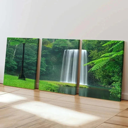 3pcs Mountains Lakes and Waterfall Decor Wall Art Set Canvas Framed 40x60cm - High Quality Print 100% Australian Made Wall Canvas Ready to Hang