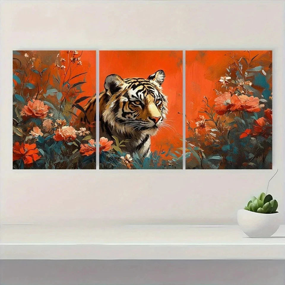 3pcs Matisse Floral Tiger Painting Animal Metal Print Ready to Hang Art
