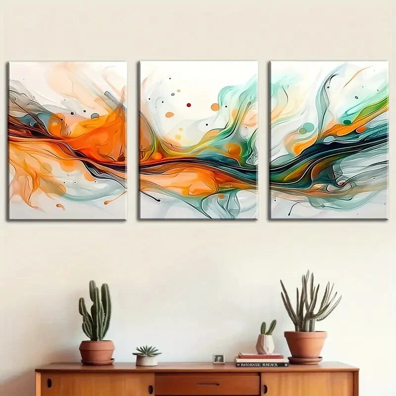 3pcs Abstract Colorful Geometric Metal Print Ready to Hang Art