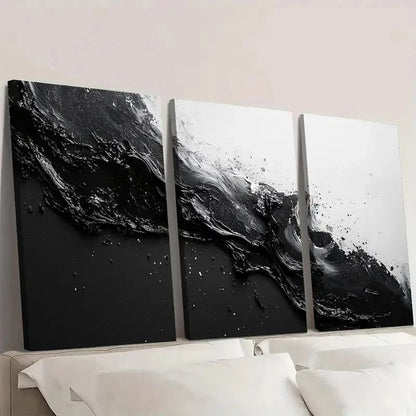 3pcs Black and White Abstract High-Quality  Wall Art Set Canvas Framed 50x70cm - High Quality Print 100% Australian Made Wall Canvas Ready to Hang