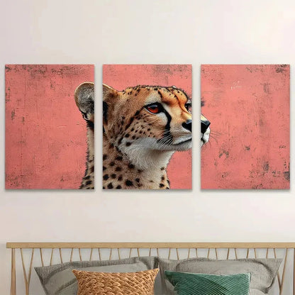 3pcs Crimson Eyed Hunter Cheetah Wall Art Set Canvas Framed 40x60cm - High Quality Print 100% Australian Made Wall Canvas Ready to Hang