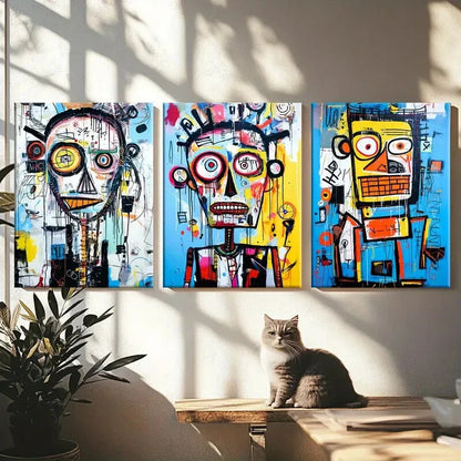 3pcs Abstract Graffiti Vibrant Odorless Perfect Wall Art Set Canvas Framed 40x60cm - High Quality Print 100% Australian Made Wall Canvas Ready to Hang