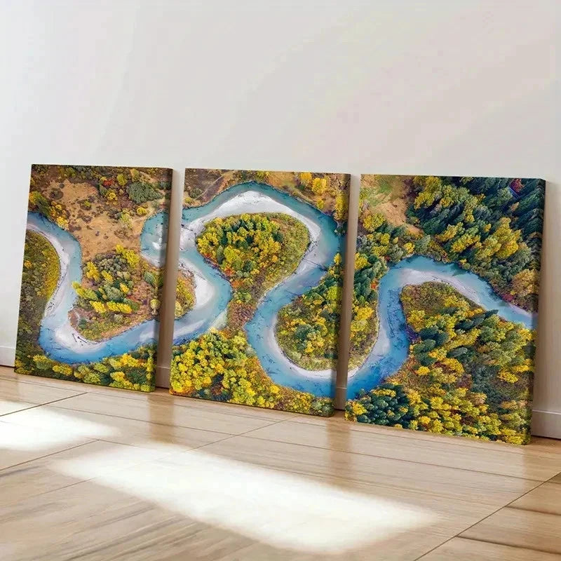 3pcs Road Scenery Art Natural Landscape Wall Art Set Canvas Framed 40x60cm - High Quality Print 100% Australian Made Wall Canvas Ready to Hang