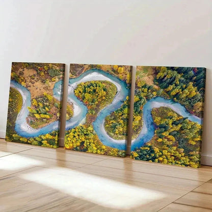 3pcs Road Scenery Art Natural Landscape Wall Art Set Canvas Framed 40x60cm - High Quality Print 100% Australian Made Wall Canvas Ready to Hang