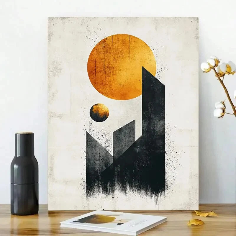 Minimalist Moon and Earth Illustration Painting 40x60cm Metal Print Ready to Hang
