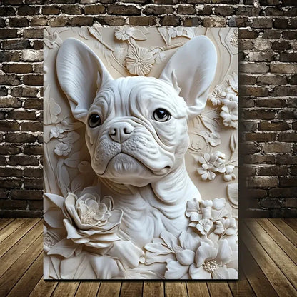 Beautiful French Bulldog Puppy Painting 40x60cm Metal Print Ready to Hang