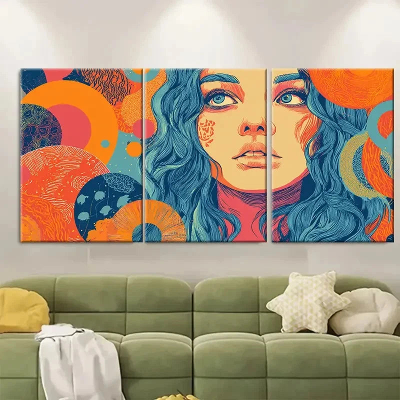 3pcs Abstract Woman Retro Girly Design Wall Art Set Canvas Framed 40x60cm - High Quality Print 100% Australian Made Wall Canvas Ready to Hang