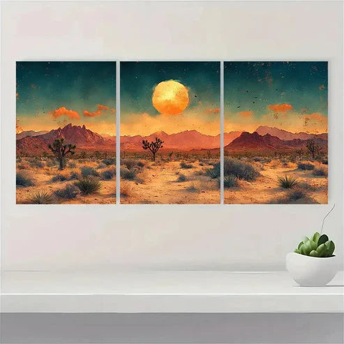 3pcs Joshua Tree Painting National Park Wall Art Set Canvas Unframed - High Quality Print 100% Australian Made Wall Canvas - Bella Home Decor