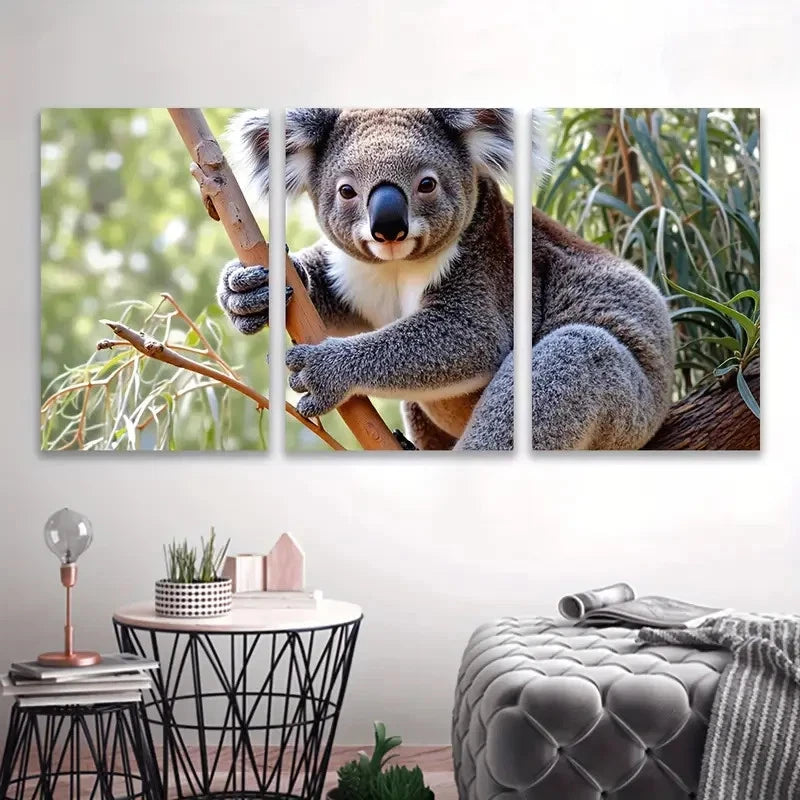 3pcs Cute Koala, in Australia Wal1l Art Set Canvas Framed 40x60cm - High Quality Print 100% Australian Made Wall Canvas Ready to Hang