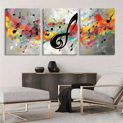 3pcs Musical Notes Vibrant Abstract Music Metal Print Ready to Hang Art