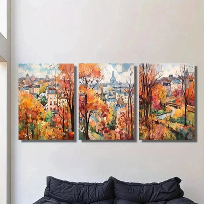 3pcs Autumn Birch Forest Landscape Wall Art Set Canvas Framed 40x60cm - High Quality Print 100% Australian Made Wall Canvas Ready to Hang