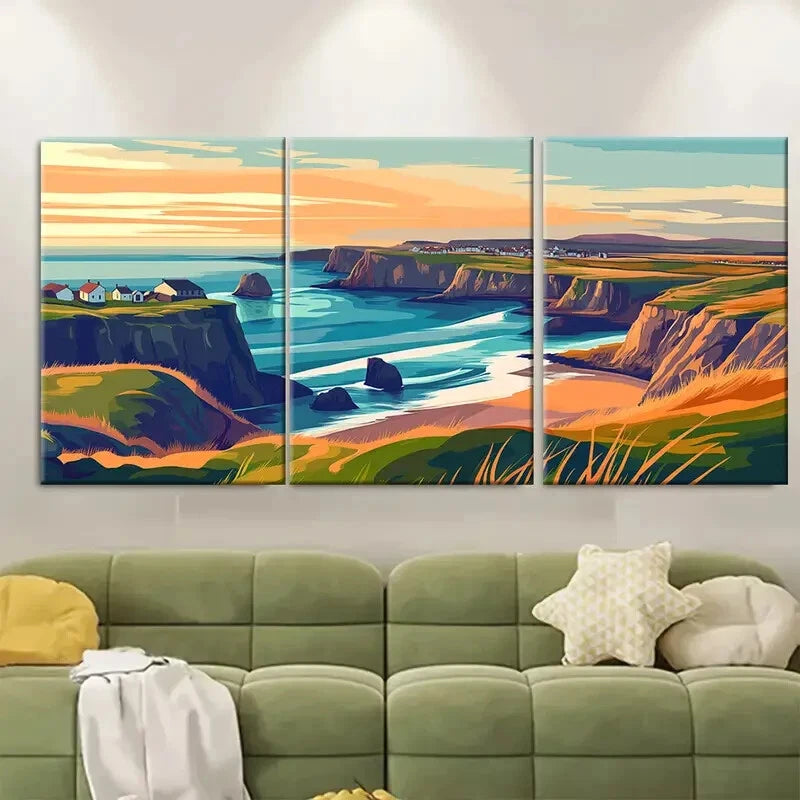 3pcs Northern Ireland Landscape Portstewart Metal Print Ready to Hang Art