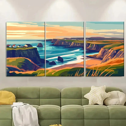 3pcs Northern Ireland Landscape Portstewart Metal Print Ready to Hang Art
