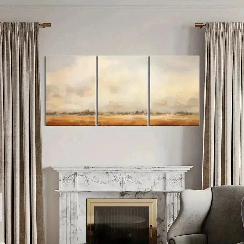 3pcs Desert Landscape Abstract Design Metal Print Ready to Hang Art