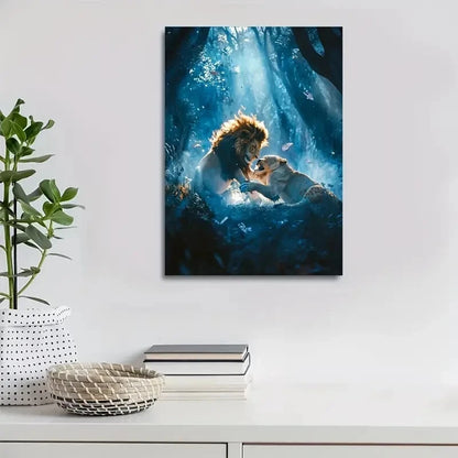 Playful Forest Scene with Ethereal Glow Painting 40x60cm Metal Print Ready to Hang