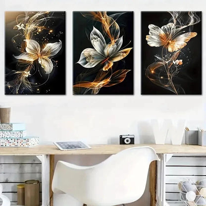 3pcs Abstract Butterfly Line Designs Wall Art Set Canvas Framed 40x60cm - High Quality Print 100% Australian Made Wall Canvas Ready to Hang