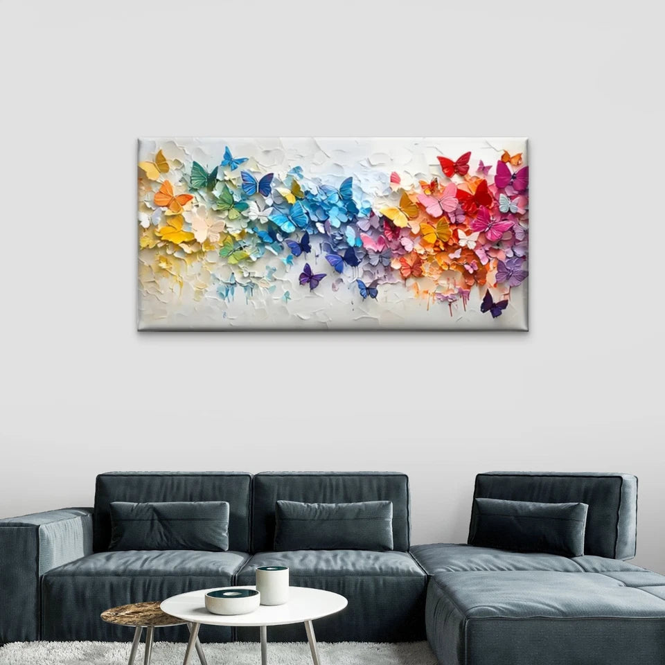 Colorful Abstract Butterfly Wall Art Canvas Office Home Room Framed 120x60cm