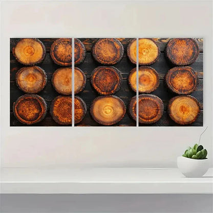 3pcs Tree Rings Animal Illustrations Wall Art Canvas Unframed – High Quality Print 100% Australian Made Wall Canvas