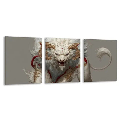 3pcs The Majestic Mythical Beast With Horns Wall Art Set Canvas Framed 40x60cm - High Quality Print 100% Australian Made Wall Canvas Ready to Hang