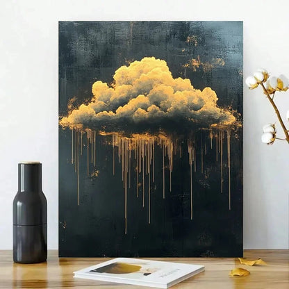 Cloud Motif Painting Sky Blue 40x60cm Metal Print Ready to Hang