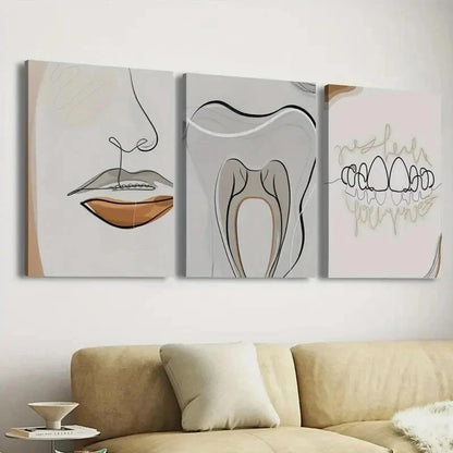 3pcs Simple Braces Line Decoration Perfect Wall Art Set Canvas Framed 40x60cm - High Quality Print 100% Australian Made Wall Canvas Ready to Hang